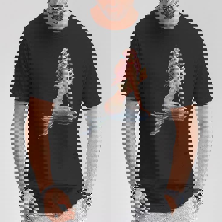 レトロ ヴィンテージ ピンナップ ガール マーメイド Tシャツ 面白い贈り物