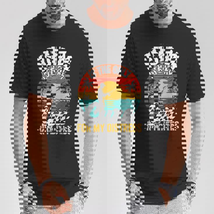 レトロ 釣り療法 メンタルヘルス ストレス解消 フィッシャーマン Tシャツ 面白い贈り物