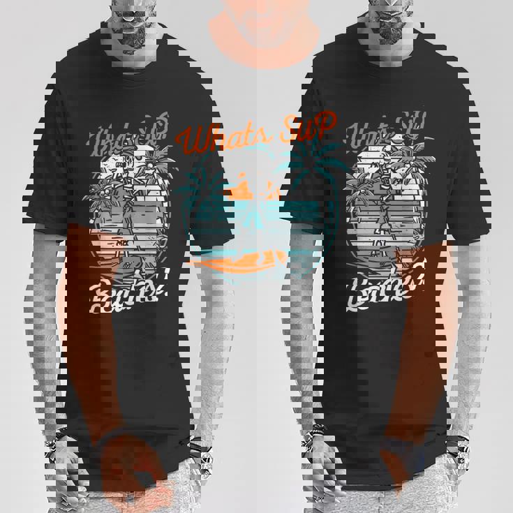 レトロup スタンドアップパドルボード スケルトンup ビーチとは Tシャツ 面白い贈り物