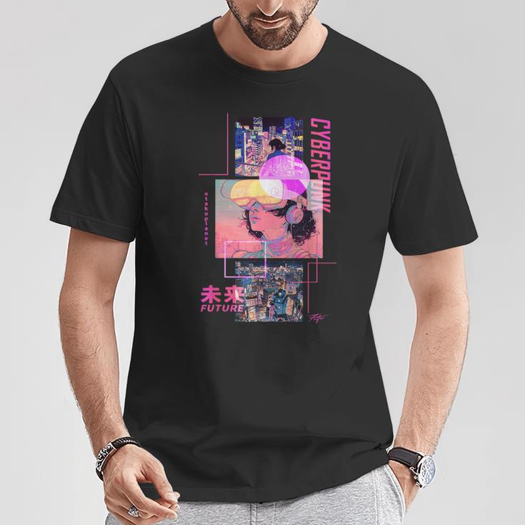 レトロなサイバーパンクヴェイパーウェーブ の 美学を取り入れた日本のサイバーパンクアニメ Tシャツ 面白い贈り物