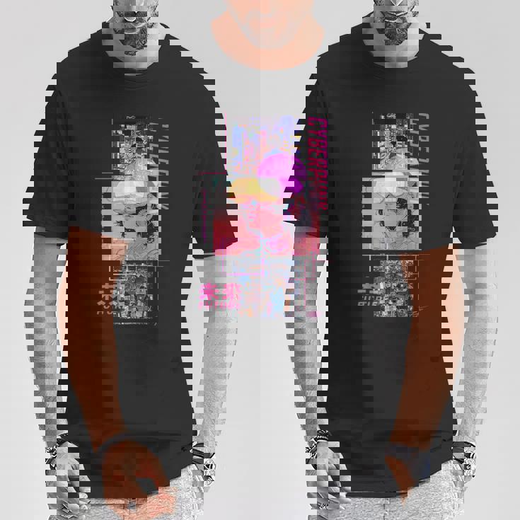 レトロなサイバーパンクヴェイパーウェーブ の 美学を取り入れた日本のサイバーパンクアニメ Tシャツ 面白い贈り物