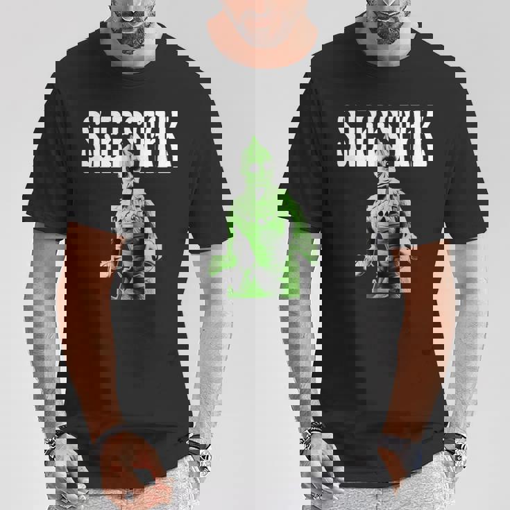 レトロなスリースタック爬虫類エイリアンのグラフィック。 Tシャツ 面白い贈り物