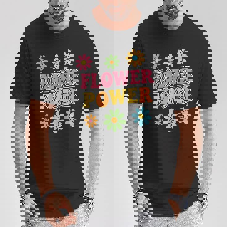 レトロフラワーパワー 60年代 70年代 美的 ヒッピー ボーホースタイル Tシャツ 面白い贈り物