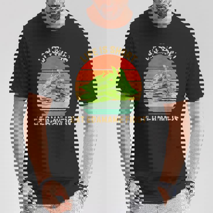 レトロライフは短く食べる 枝豆 はじめて枝豆 食べ物好き Tシャツ 面白い贈り物