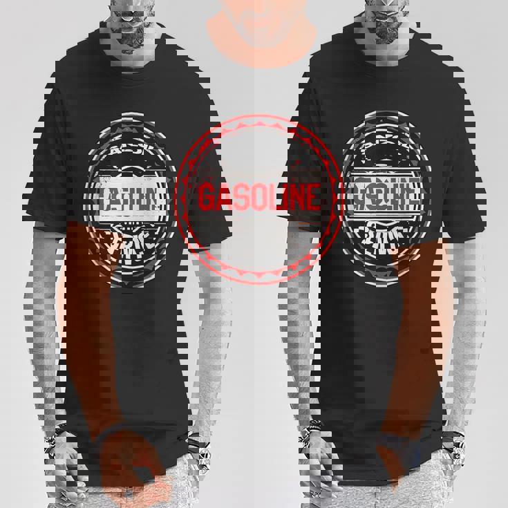 レトロヴィンテージガソリンスタンドanzoil モーターオイル 車 バイク ガレージ Tシャツ 面白い贈り物