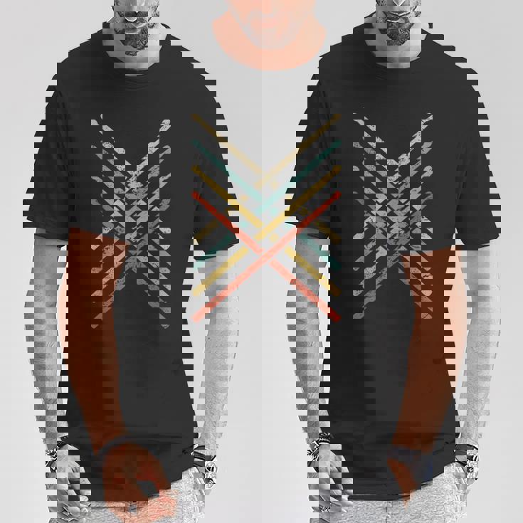 レトロヴィンテージドラマー 70年代 80年代 アンティーク調ドラムスティック Tシャツ 面白い贈り物