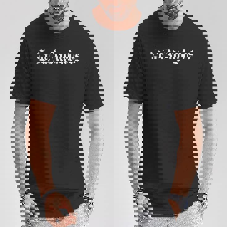 ロサンゼルス オールドイングリッシュスタイルフォントデザイン2- La California Tシャツ 面白い贈り物