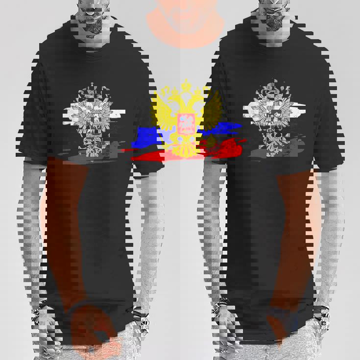 ロシア国章 ロシア国旗 イーグルエンブレム付き Tシャツ 面白い贈り物