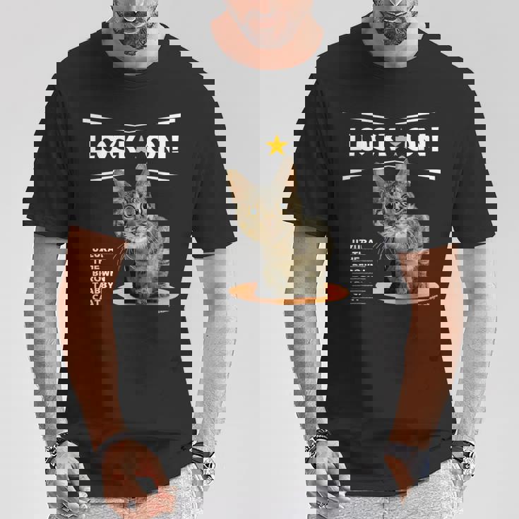 ロックオンなねこ 狙う猫 Cat Tシャツ 面白い贈り物