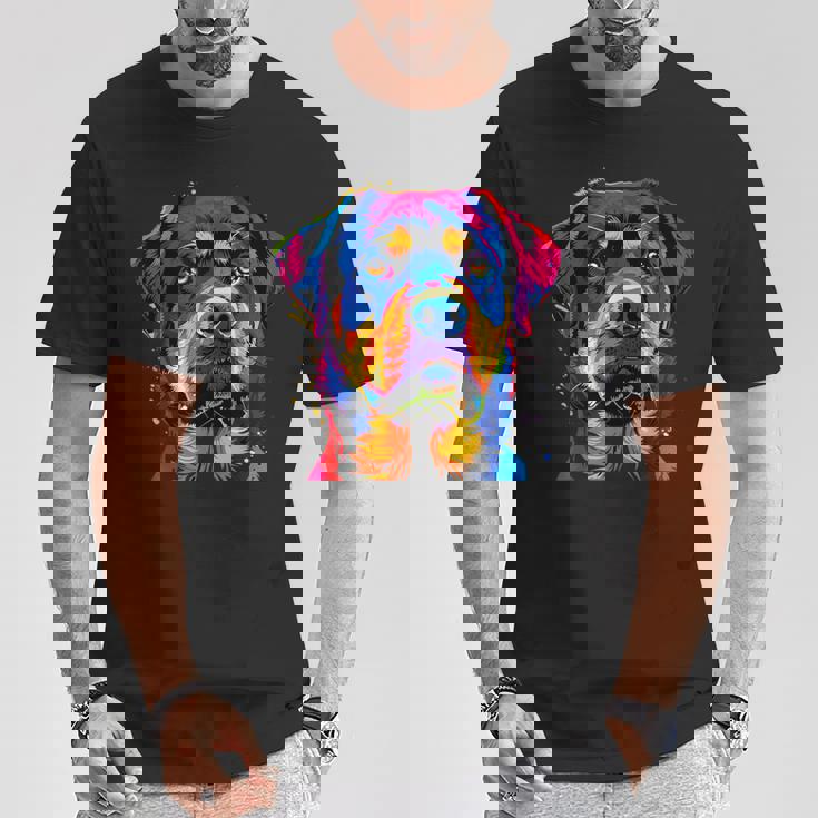 ロットワイラー 犬 カラフル ポップアート 犬の誇り ロットワイラー Tシャツ 面白い贈り物