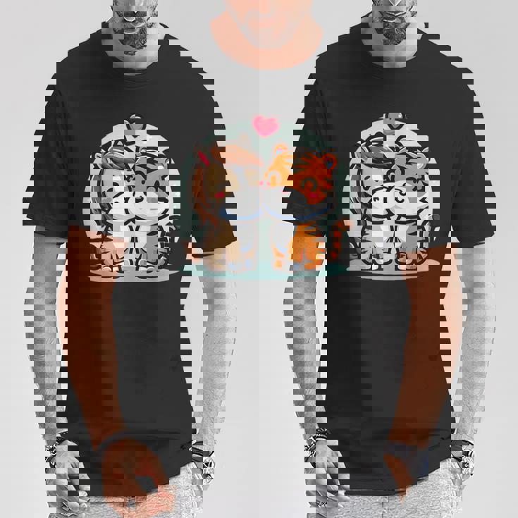 ローの馬と虎を抱きしめる Cuddling Horse And Tiger In Love Tシャツ 面白い贈り物