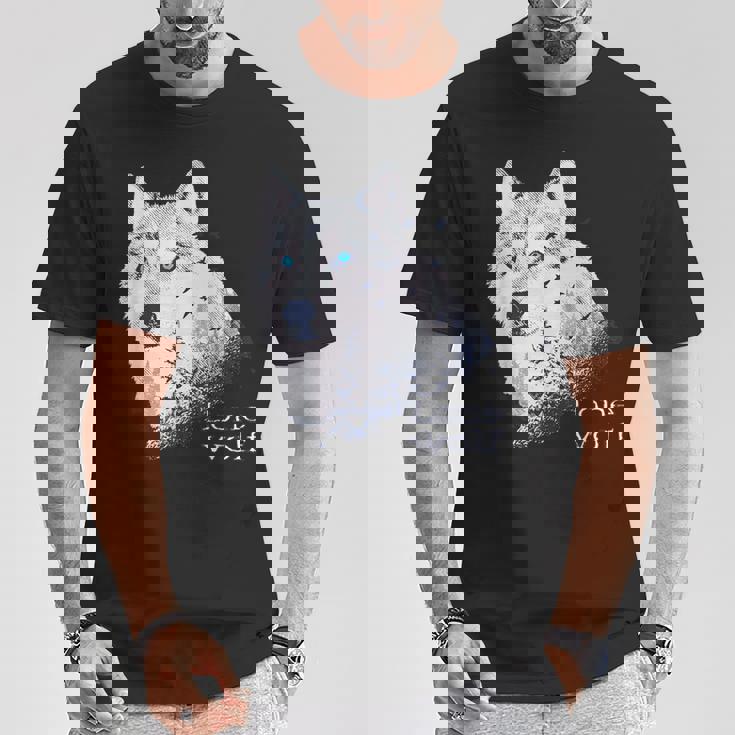 ローンウルフ 森 山 野生 野生動物 雪 オオカミ Tシャツ 面白い贈り物