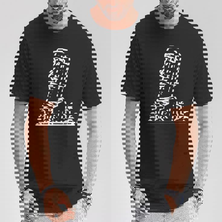 ワンラインアート モアイ像 Tシャツ 面白い贈り物