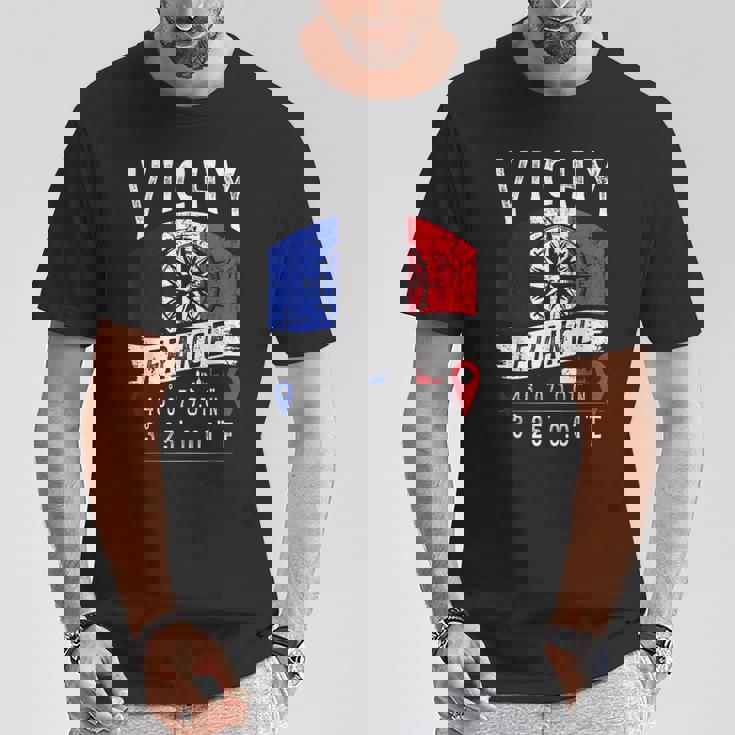 ヴィシー フランス 国旗 Gps座標 Tシャツ 面白い贈り物