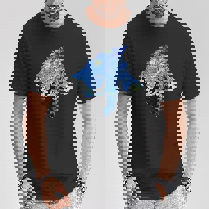 ヴィンセント・ヴァン・ゴッホ作 星月夜狼 有名な絵画 Tシャツ 面白い贈り物