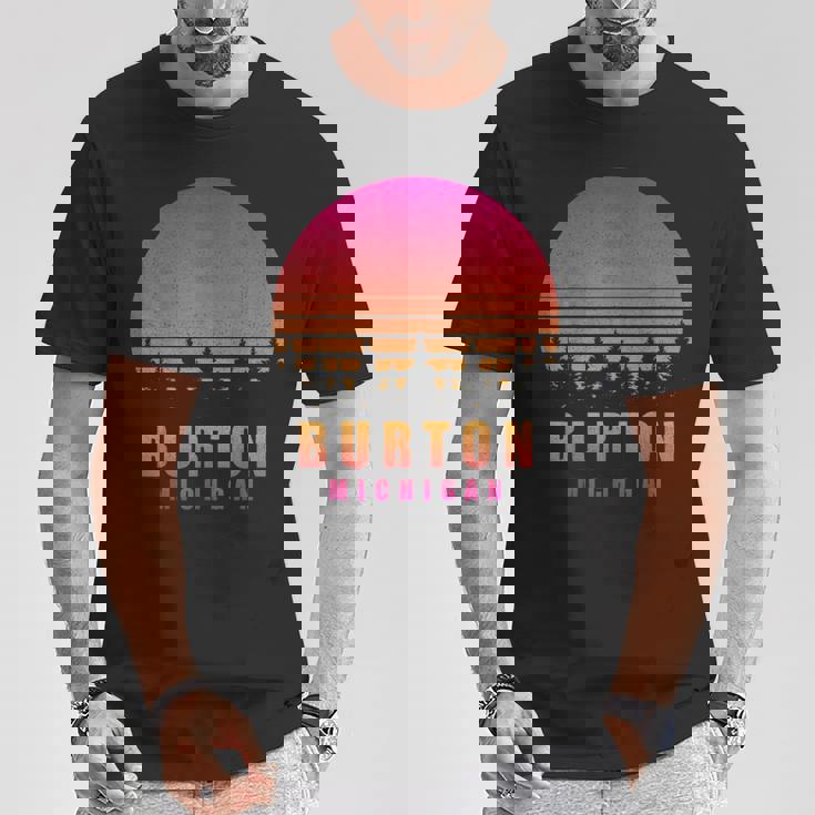 ヴィンテージ Burton Michigan Mi レトロ 70年代 80年代 グラフィック お土産 Tシャツ 面白い贈り物