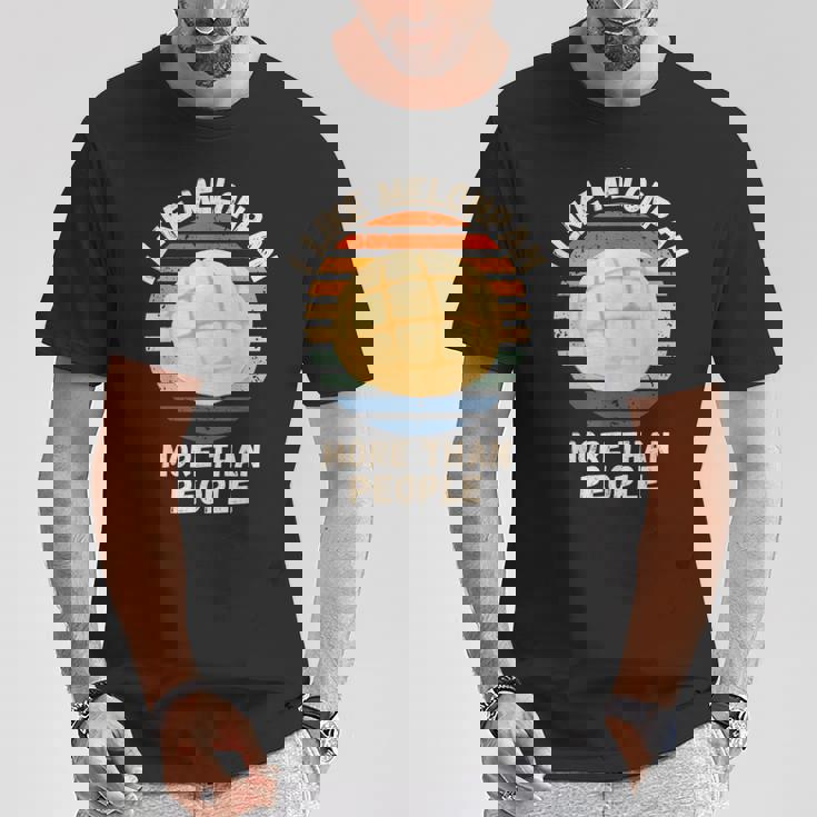 ヴィンテージ I Like Melonpan More Than People レトロ メロンパン Tシャツ 面白い贈り物
