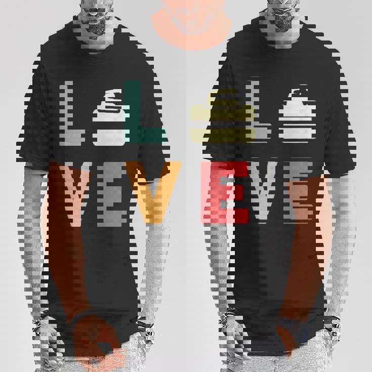 ヴィンテージ I Love Curling Curling Lover レトロカーリング Tシャツ 面白い贈り物