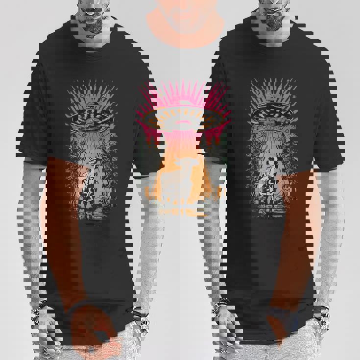 ヴィンテージ Ufo 牛 誘拐 エイリアン レトロ Tシャツ 面白い贈り物