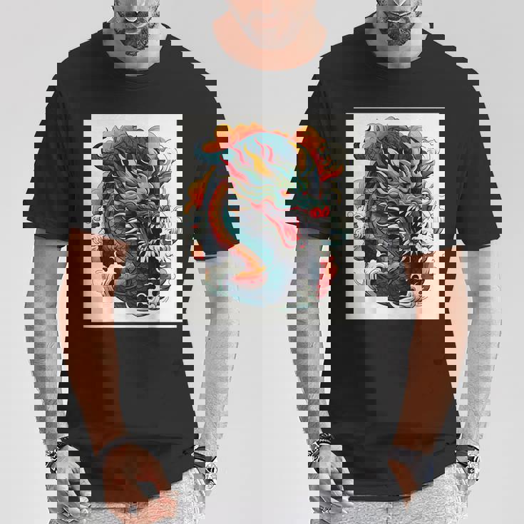 ヴィンテージ タトゥー アート ドラゴン Tシャツ 面白い贈り物