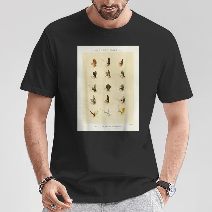ヴィンテージ トラウトフィッシング フライ メアリーオービス フィッシャーマンアート Tシャツ 面白い贈り物