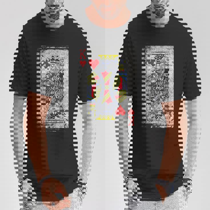 ヴィンテージ ハートのキングトランプ ハロウィン カジノ Tシャツ 面白い贈り物