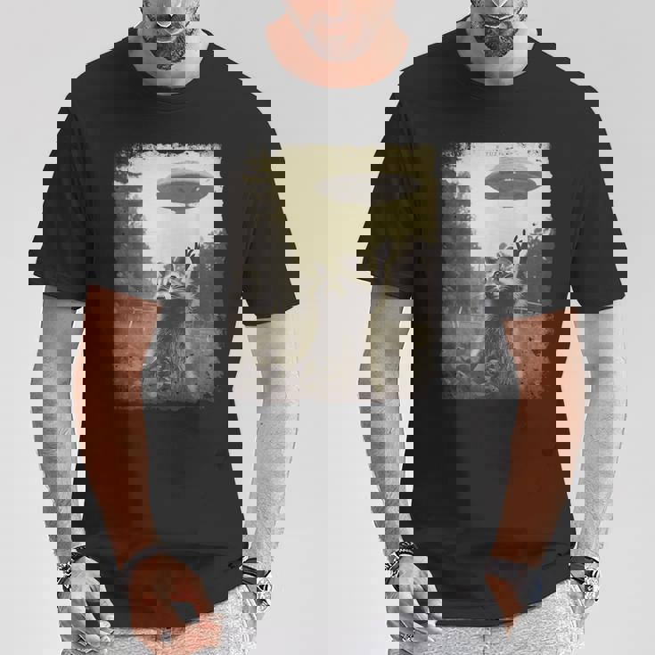 ヴィンテージ ヒップスター レトロ Hip Hop Uap ストリートウェア エイリアン 面白い Ufo ラクーン Tシャツ 面白い贈り物