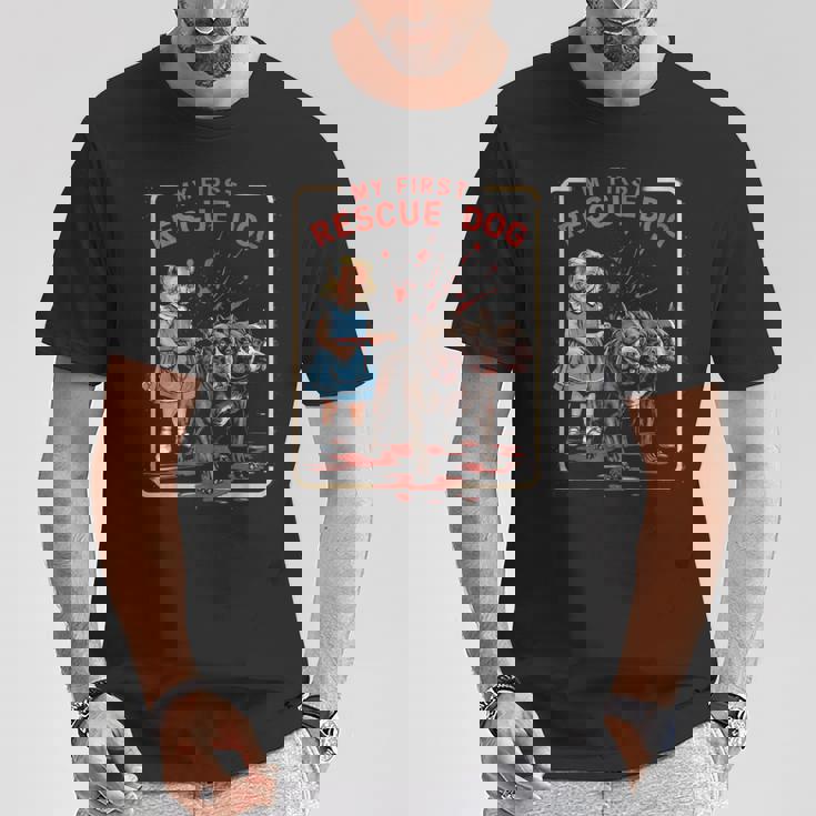 ヴィンテージ ホラー 映画 恋人 レトロ ハロウィン シャツ レスキュー 犬 Tシャツ 面白い贈り物