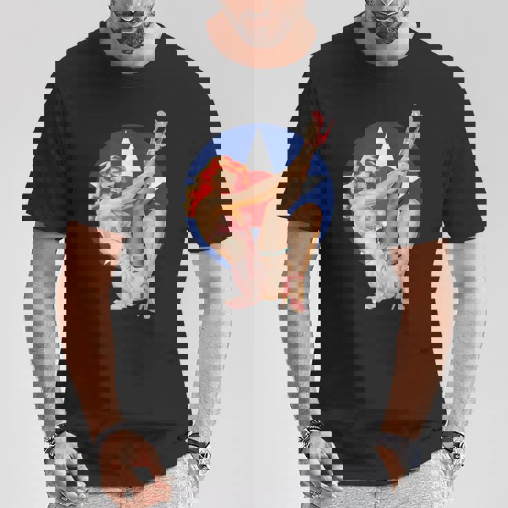 ヴィンテージ 愛国心ピンナップガール Tシャツ 面白い贈り物