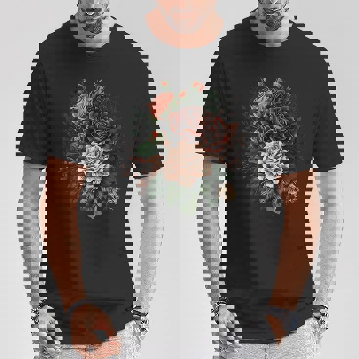 ヴィンテージ 薔薇 花 花 イラスト 花 Tシャツ 面白い贈り物