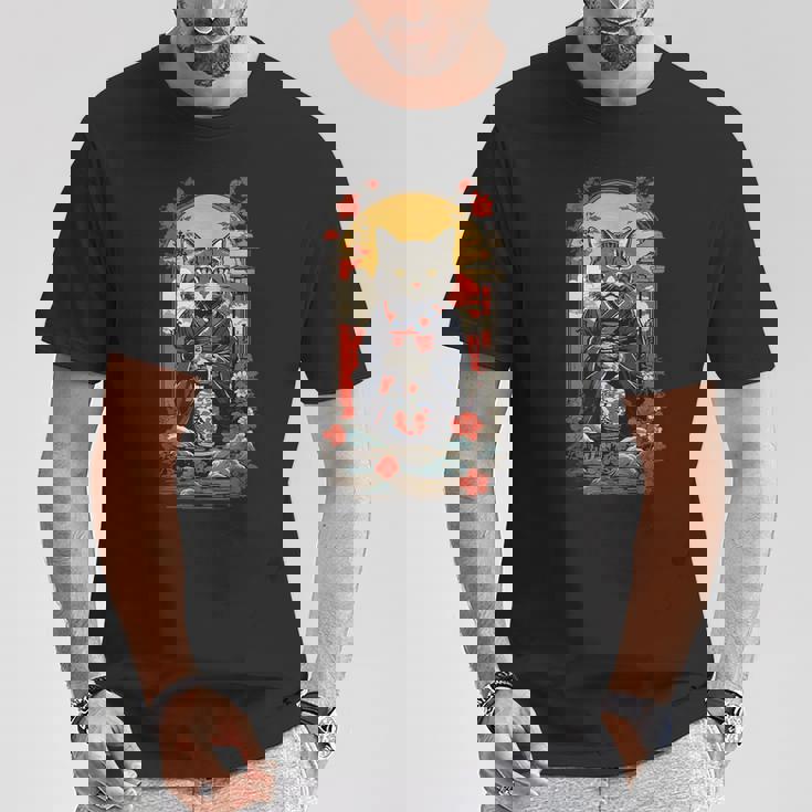 ヴィンテージジャパンの日本酒の猫ポスターデザイン。 Tシャツ 面白い贈り物