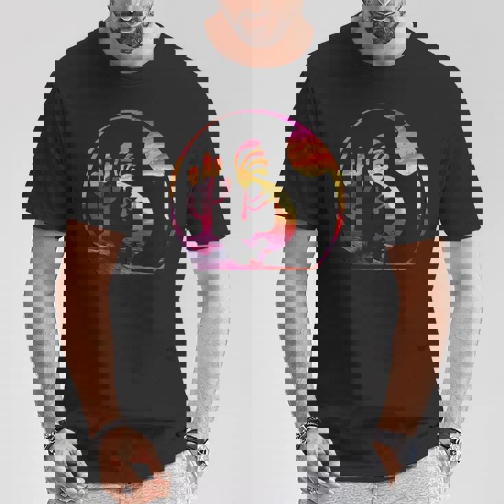 ヴィンテージネイティブアメリカンシンボル サンセット ココペリ Tシャツ 面白い贈り物