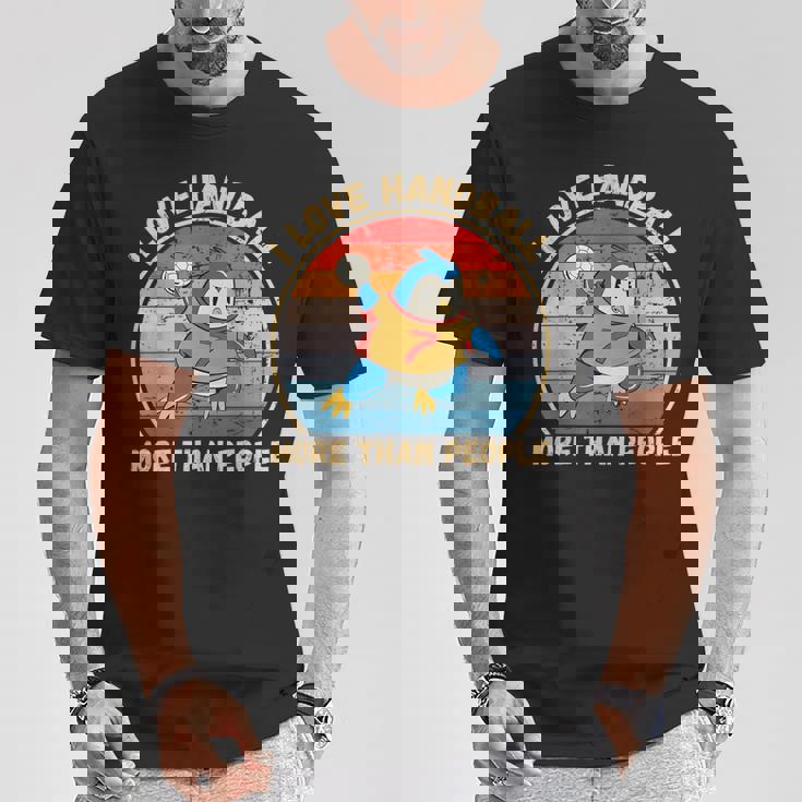 ヴィンテージペンギン I Love Handball More Than People Tシャツ 面白い贈り物