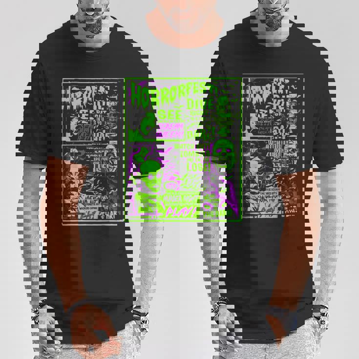 ヴィンテージホラーフェス ハロウィン映画ポスター オールドタイムホラー Tシャツ 面白い贈り物