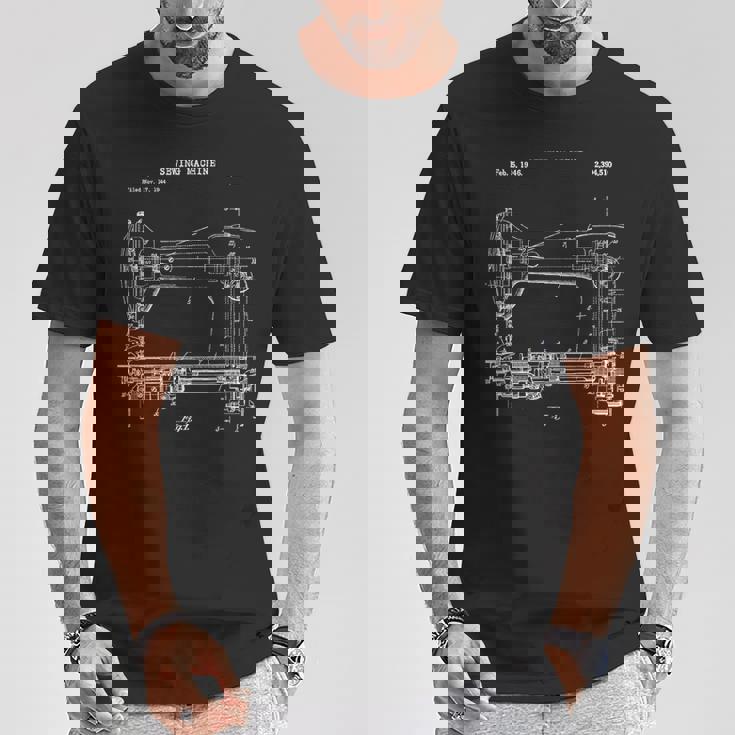 ヴィンテージミシンブループリントシャツ ニットキルティング Tシャツ 面白い贈り物