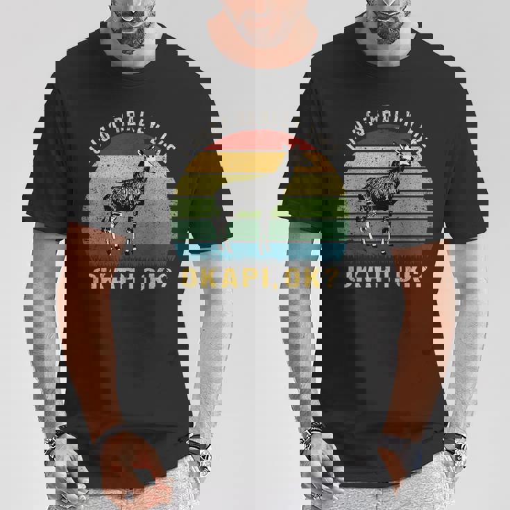 ヴィンテージレトロオカピ動物tシャツ I Just Really Like Okapi Ok Tシャツ 面白い贈り物