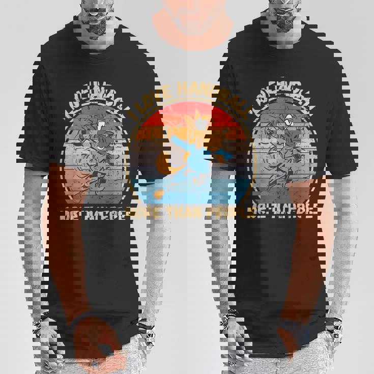 ヴィンテージ馬 I Love Handball More Than People Tシャツ 面白い贈り物