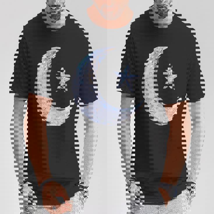 三日月と星 Tシャツ 面白い贈り物