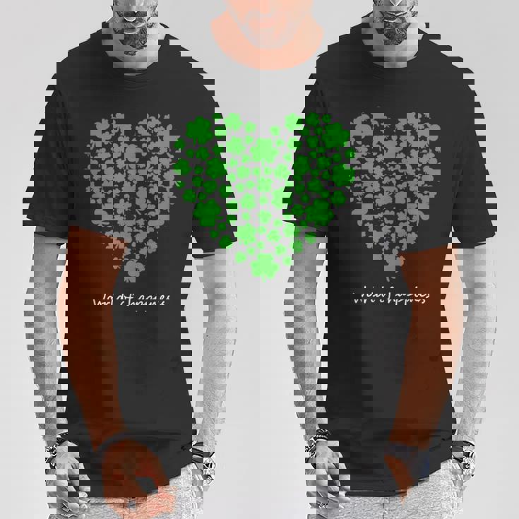 世界中の幸せを願う 可愛い ハート クローバー 反戦 平和 Tシャツ 面白い贈り物