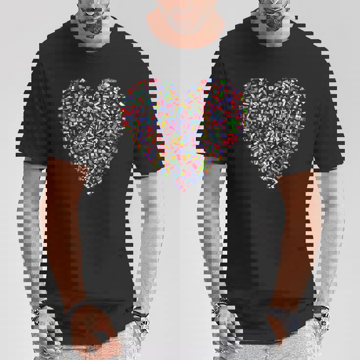 世界国旗 ハート Tシャツ 面白い贈り物