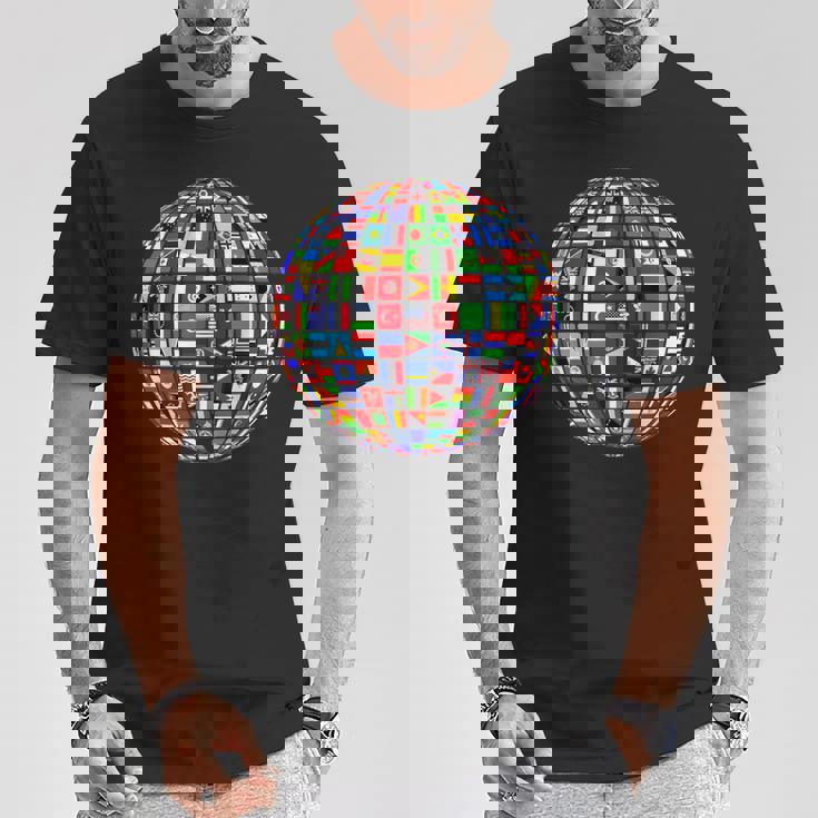 世界地図 世界地図 地球アトラス 世界の国旗 Tシャツ 面白い贈り物