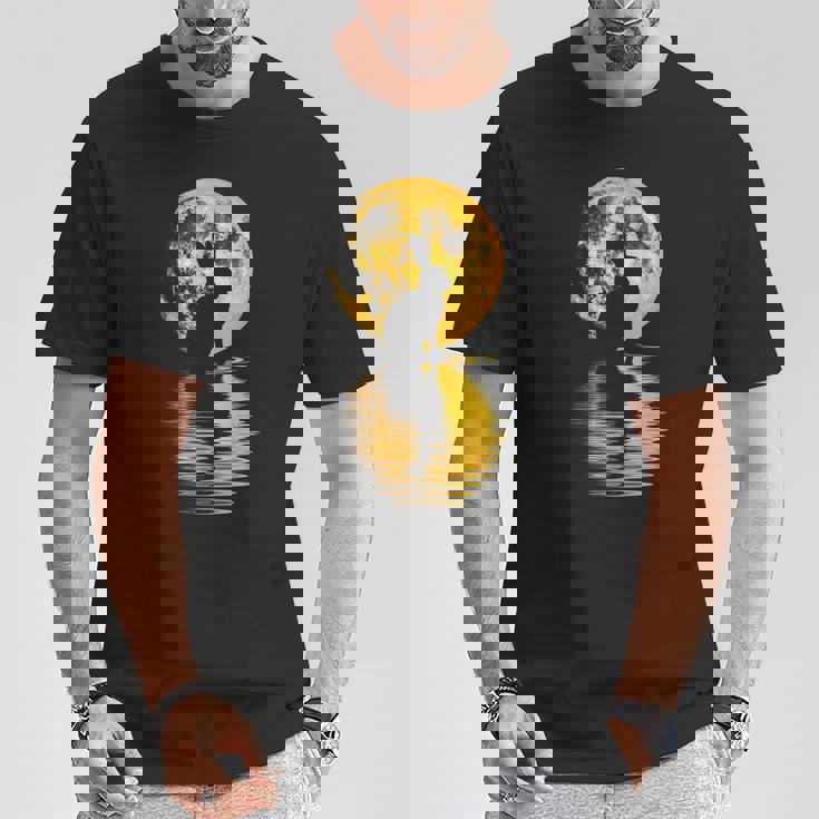 中秋節月 うさぎ シルエット 月餅 恋人 Tシャツ 面白い贈り物