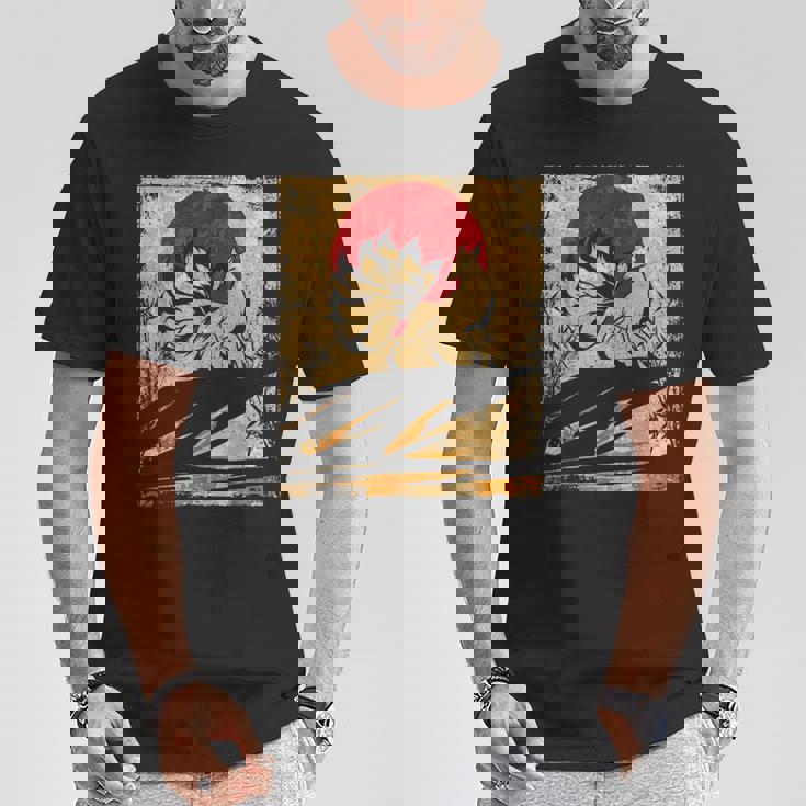 九尾の狐 日本のレトロアート Tシャツ 面白い贈り物