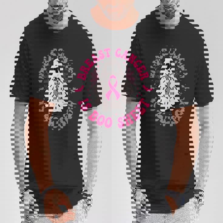 乳がんはブーシート ゴースト ピンクリボン ハロウィン Tシャツ 面白い贈り物