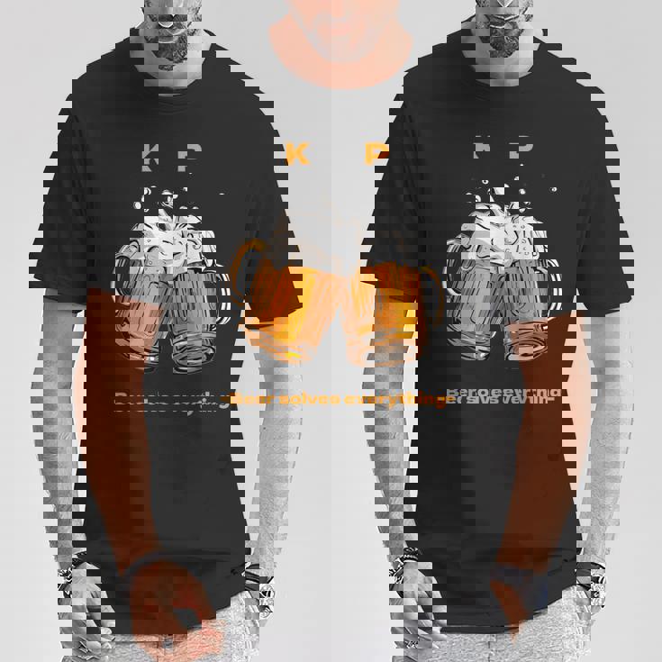 乾杯ビールは全てを解決する ビール 夏 乾杯 Kp ジョッキ 生ビール Tシャツ 面白い贈り物