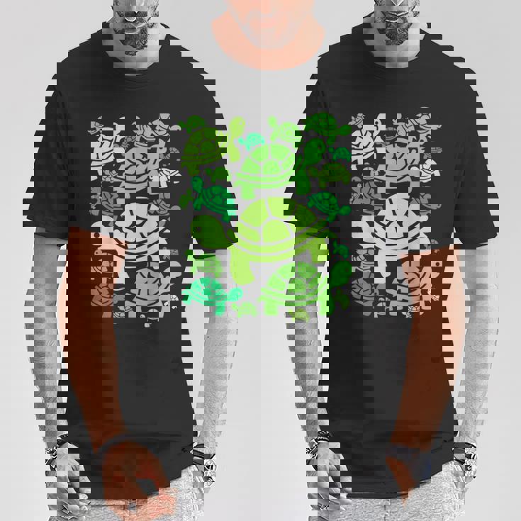 亀柄 カートゥーン アウトライン 面白いカメ Tシャツ 面白い贈り物