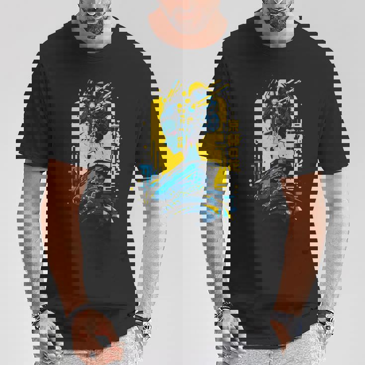 京の花、芸者イラスト サイバーパンク風 Tシャツ 面白い贈り物