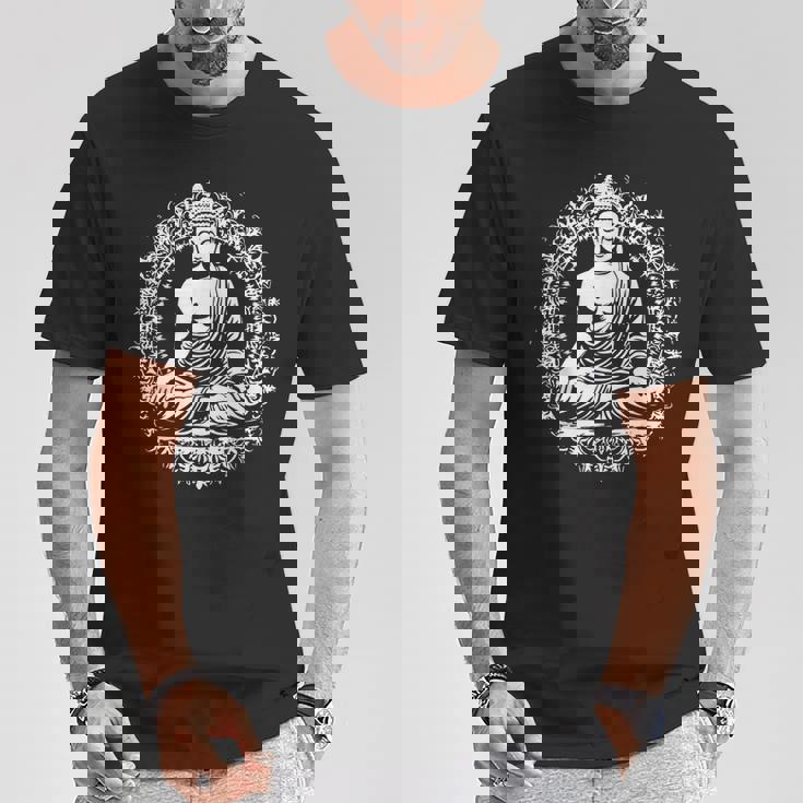 仏像 ヨガ 仏教 禅 仏教 瞑想 Tシャツ 面白い贈り物