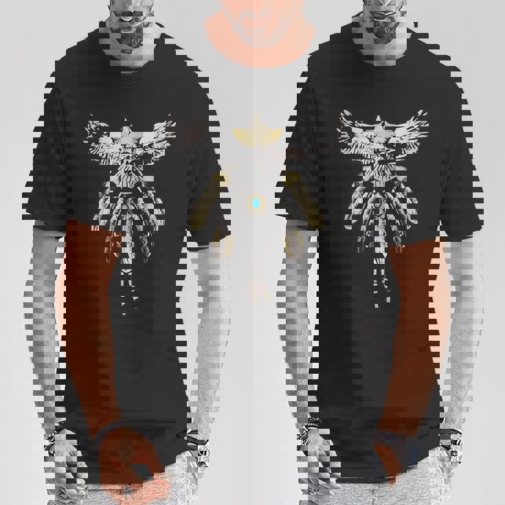 先金イーグル五連フェザー Tシャツ 面白い贈り物