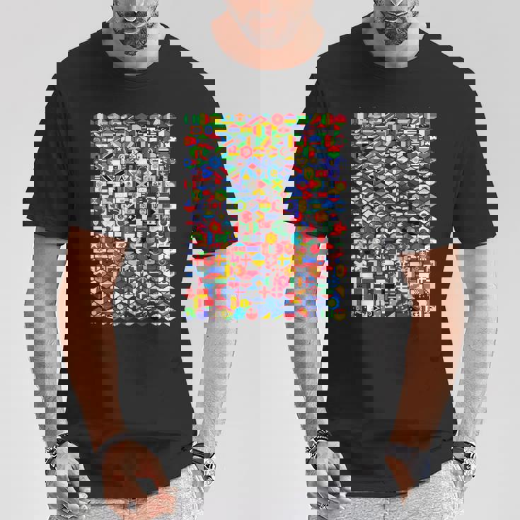 六角形の世界旗、国旗tシャツ Tシャツ 面白い贈り物